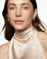 Pyramid Hoop Earrings in 18K Yellow Gold with Diamonds, 18.7mm